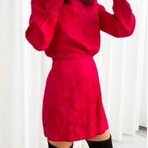 &Other stories satin gathered mini dress